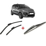 Cumpara ieftin Set 3 stergatoare CITROEN C3 PICASSO (SH_) din 2008 - 2017, pentru parbriz si luneta fata si spate auto, Bosch Twin, din cauciuc siliconat rezistent,
