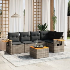 vidaXL Set mobilier grădină cu perne, 6 piese, gri, poliratan foto