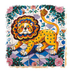 Sticker decorativ Leu, Portocaliu, 55 cm, 11219ST