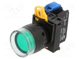 Comutator IDEC 22mm Verde 2 NO Poz.i Acţionat prin Apăsare