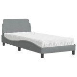 Cumpara ieftin Pat cu saltea, Dover, gri deschis, 80x200 cm, textil