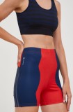 Adidas Performance pantaloni scurți de alergare Marimekko femei, culoarea rosu, modelator, high waist