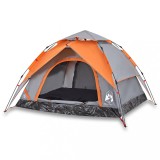 Cumpara ieftin Cort camping cupola 3 persoane, gri/portocaliu, setare rapida