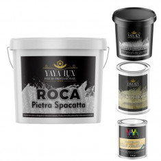 Kit Pietra Spaccata, Roca 24 kg, Fondo Quarzato, Vivo Perlato 1L, Glitter