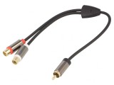 Cablu Audio RCA Aurit 0,2m Negru Stereo, 4Carmedia