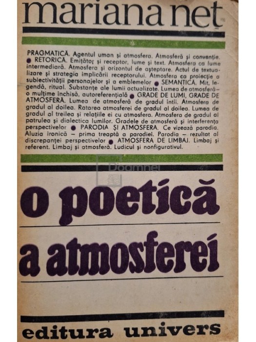 Mariana Net - O poetica a atmosferei (Editia: 1989)