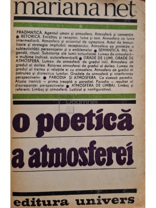 Mariana Net - O poetică a atmosferei (editia 1989)