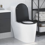 Capac WC cu eliberare rapidă, &icirc;nchidere lentă, negru, duroplast