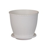 Ghiveci din plastic, Critex, cu farfurie, alb, D 17.5 cm
