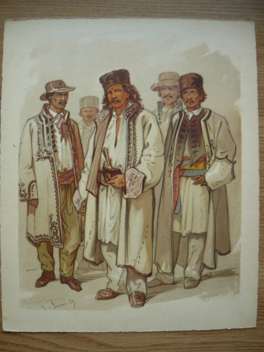 PREZIOSI - BUCURESTII IN 1869 - TARGUL MOSILOR (costum din Mehedinti)