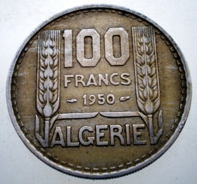 7.364 ALGERIA OCUPATIE FRANCEZA 100 FRANCS FRANCI 1950 foto