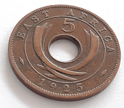 32. Moneda Africa de Est 5 cents 1925 foto