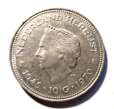 OLANDA 10 GULDENI GULDEN 1945 1970 ARGINT AUNC foto