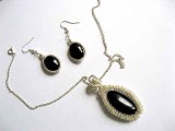 Set bijuterii onix ,pandantiv si cercei 19095