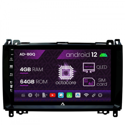 Navigatie Mercedes Benz Sprinter, Viano, Vito, A B Class, Crafter, Android 12, Q-Octacore 4GB RAM + 64GB ROM, 9 Inch - AD-BGQ9004+AD-BGRKIT407 foto