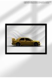 Poster Canvas cu Mașină Sport &ndash; Print Ne&icirc;nramat - Pasionați Auto - 1566 190E EVO II - Yellow | A4 (21 x 29.7 cm)