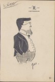 165S Caricatură bărbat, anii 1930, Geo Dumitrescu, semnată