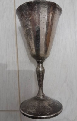 Pahar, pocal metalic, stanta, necesita curatare, h 14 cm foto