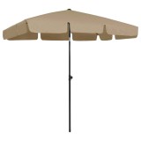 VidaXL Umbrelă de soare de plajă, taupe, 200x125 cm