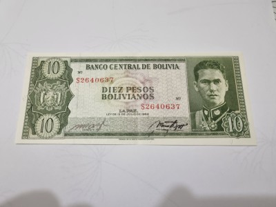 bancnota bolivia 10 p 1962 serie s2 foto