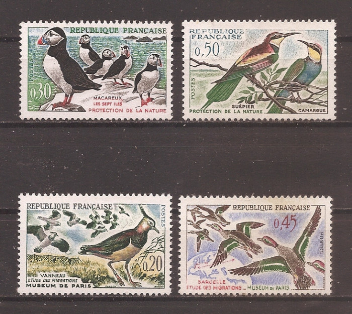 Franta 1960 - Protectia naturii; Pasari migratoare (2 serii), MNH