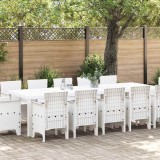 vidaXL Set de masă pentru grădină 13 pcs Alb Rattan poli