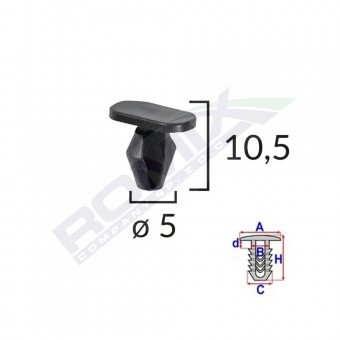 CLIPS PENTRU GARNITURI PEUGEOT, CITROEN 5X10.5MM NEGRU SET 10 BUC foto