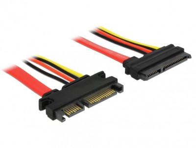 Cablu prelungitor SATA III 22 pini 6 Gb/s T-M (5V+12V) 100cm, Delock 83804 foto