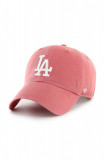 47brand șapcă de baseball din bumbac MLB Los Angeles Dodgers culoarea roz, cu imprimeu B-RGW12GWSNL-IRA, 47 Brand