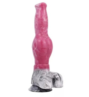 Dildo Wild Dog, Silicon Lichid, Roz/Gri, 28 cm foto