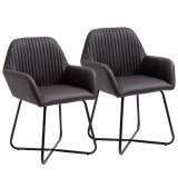 HOMCOM Set 2 Scaune Moderne pentru Sufragerie, Tapițate cu Piele Ecologică, 60x56,5x85 cm, Maro | Aosom Romania