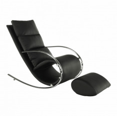 Scaun balansoar, piele eco neagra metal, ROGER foto