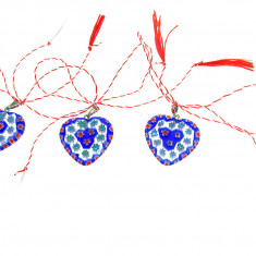 Set 3 martisoare Millefiori Heart Blue