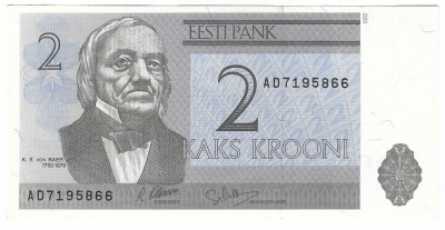 Bancnota 2 krooni 1992 - Estonia foto