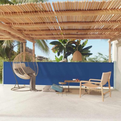 Copertină laterală retractabilă de terasă, albastru, 117x600 cm foto