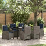 vidaXL Set de masă pentru grădină 7 pcs Gri Rattan poli