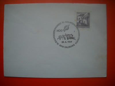 HOPCT PLIC S FDC NR 727 CONGRESUL ZILEI DE NASTERE HERMANN OBERTH -SALZBURG 1969 - AUSTRIA-COSMOS/ SPACE / SPATIU -NECIRCULAT foto