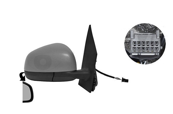 Oglinda exterioara Smart Fortwo (W453), 11.2014-, Dreapta, reglare electrica; grunduita; incalzita; geam convex; cromat; senzor temperatura; 7 pini,