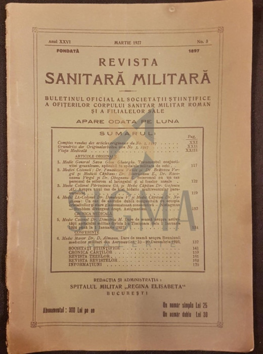 POTARCA I. (Doctor, Inspector Tehnic al Serviciului Sanitar al Armatei)