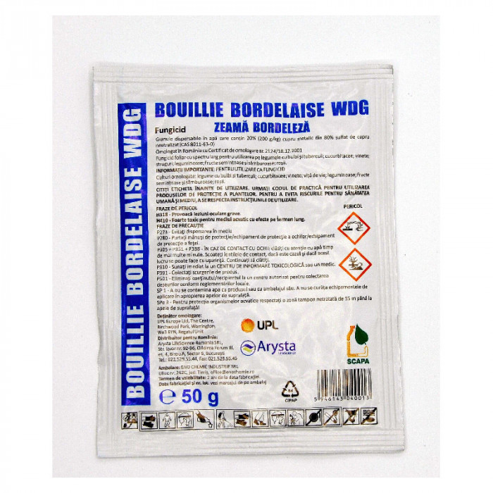 Fungicid contact Zeama Bordeleza (Bouillie Bordelaise) - 50 g