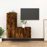 VidaXL Set dulapuri TV, 2 piese, stejar fumuriu, lemn prelucrat