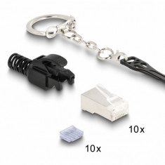 Set 10 conectori blocabili RJ45 Cat.6A STP + cheie, Delock 66988