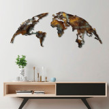 Decoratiune de perete, World Map Medium, Metal, 150 x 59 cm, Multicolor, Tanelorn