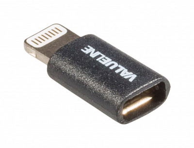 Adaptor USB Lightning tata - micro USB mama negru Valueline foto