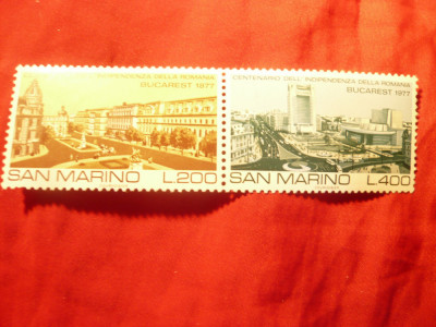 Serie San Marino 1977 - Centenarul Independentei Romaniei , 2 val. pereche foto