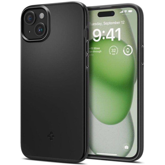 Husa pentru iPhone 15 Plus, Spigen Thin Fit, Black