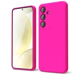 Huse silicon cu microfibra pentru Samsung Galaxy S24 Plus Roz Neon, Husa
