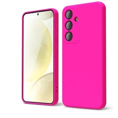 Huse silicon protectie camera cu microfibra pentru Samsung S24 Roz Neon