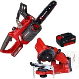 Einhell GE-LC 18/25-1 Li Kit PXC + GE-CS 18 Li PXC - Drujba cu 1 acumulator Li-Ion 18 V 3 Ah 25 cm 4.3 m/s + Acumulator Li-Ion 18 V 4 Ah + Masina de a