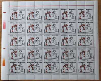RO 2003 , LP 1622 ,&amp;quot;Craciun 2003 - diptic &amp;quot; , in coli de 25 ,MNH foto